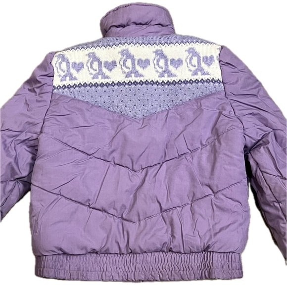 Vintage 80s Penguin Lavender Purple pastel reversible jacket winter fall - Picture 1 of 15